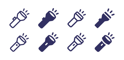 Flashlight icon set. Pocket torch icon vector isolated on white background.