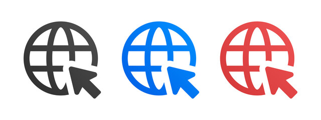 Aufkleber - Website icon. Internet website with cursor arrow icon set.