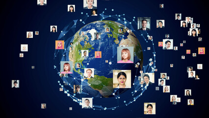 Aufkleber - People and communication network concept. Social networking. Human resources.