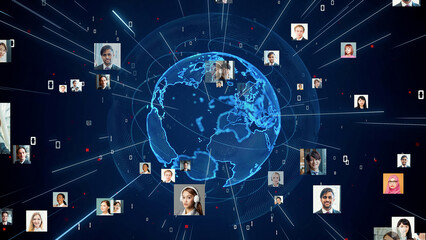 Aufkleber - People and communication network concept. Social networking. Human resources.
