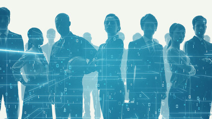 Aufkleber - A large number of multinational people and technology concept. People and communication network. Digital transformation.