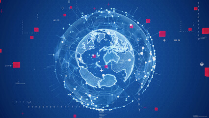 Poster - Global communication network concept. Digital transformation. DX.