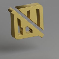 Poster - Piano 0ff icon. Yellow symbol social icons on gray background. 3d rendering illustration. Background pattern for design.