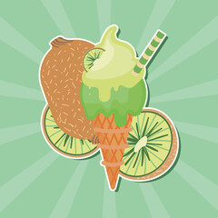 Wall Mural - kiwi fruit ice cream