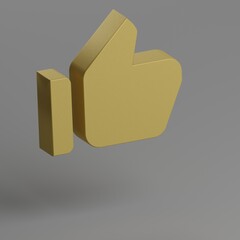 Poster - Thumb Up Alt. icon. Yellow symbol social icons on gray background. 3d rendering illustration. Background pattern for design.
