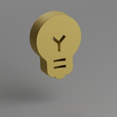 Poster - Light bulb icon. Yellow symbol social icons on gray background. 3d rendering illustration. Background pattern for design.