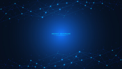 Abstract technology background with connecting the dots and lines. Global network connection, internet technology and digital communication concept