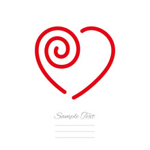 Heart Logo Template Red Line Swirl Heart Icon Emblem Isolated White Background