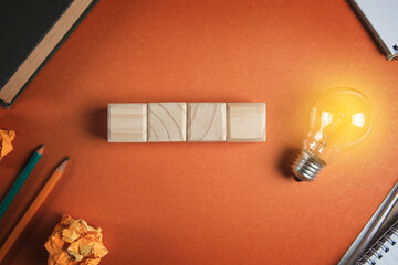 Canvas Print - Wooden cubes and lightbulb mockup