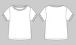 © ClothingArtStudio  - Basic Tee shirt overall technical fashion flat drawing template. Blank flat Short sleeve t-Shirt design for kids. Vector art illustration Front and Back View.