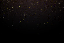 Vector Luxury Black Background With Gold Glitter Particles.Golden Confetti Festive Dark Background.