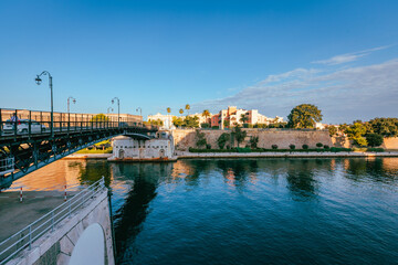 Wall Mural - Bridge over the sea, Ponte Girevole, blue sky