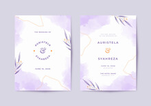 Beautiful Purple Wedding Invitation Template Watercolor Texture