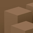 3d brown cube and box podium minimal scene studio background. Abstract 3d geometric shape object illustration render. Natural color tones.