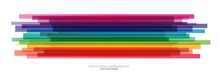 Poster - Abstract colorful transparent strips line overlay background isolated on white. Vector illustration.