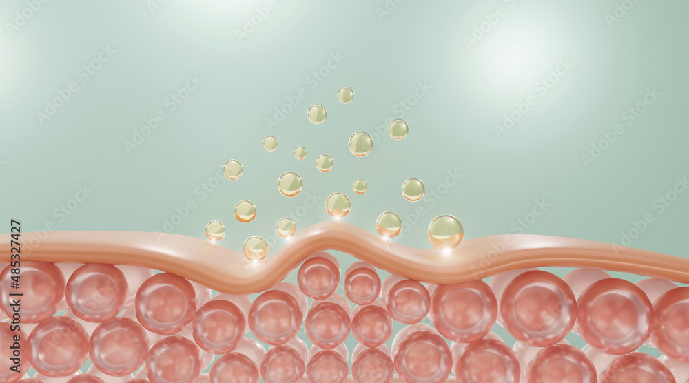 3D Collagen Skin Serum and Vitamin illustration isolated on soft color ...