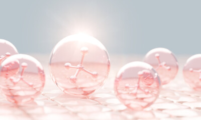 3d collagen skin serum and vitamin illustration isolated on soft color background. concept skin care