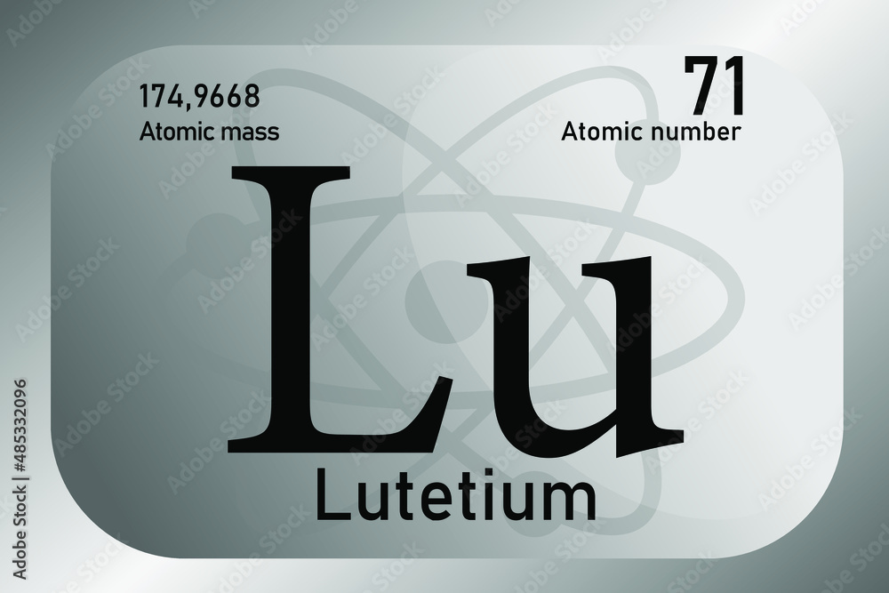 Vector illustration of a sign, symbol of the Lutetium atom, an element ...