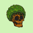 afro haired tree skull illustration