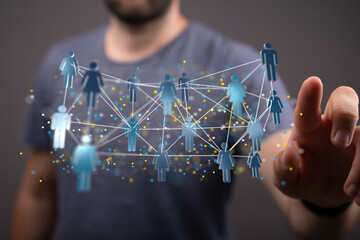 Abstract network of physical devices on the Internet using a network connection with statistics numbers 3d illustration