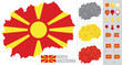 North Macedonia vector map with flag, globe and icons on white background