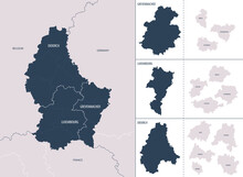 Vector Color Detailed Map Of Luxembourg With The Administrative Divisions Of The Country, Each District Is Presented Separately And Divided Into Cantons