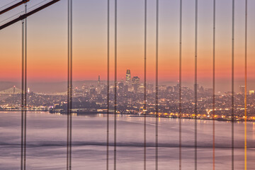  Silhouette of San Francisco Through Bridge at Sunrise