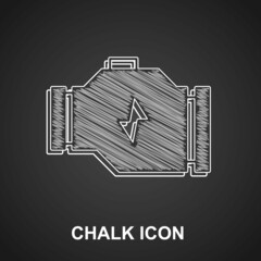 Canvas Print - Chalk Check engine icon isolated on black background. Vector