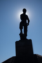 The Statue Of  The Author Of "Two Years Before The Mast"   American Author Richard Henry Dana, Jr., At Dana Point, California, On A Beautiful Sunny Day  With A Back Sunburst