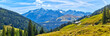 Schönes Bergpanorama mit Wanderer, im Salzburger Land, oberhalb von Wald im Pinzgau,  Österreich.
