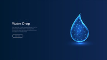 Water Drop Form Lines, Triangles And Particle Style Design. Illustration Vector