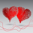 two red hearts shape