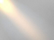 Yellow Sun Rays Diaonal Direction. Vector Template With Transparent Background