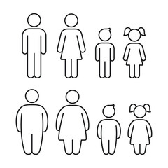 Wall Mural - Fat people line icon figures