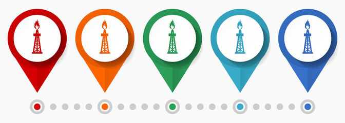 Poster - Gas and oil concept vector icon set, flat design telephone pointers, infographic template