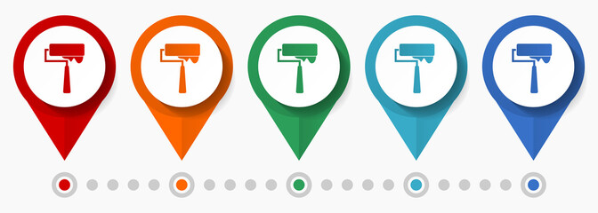 Aufkleber - Paint, painter concept vector icon set, flat design pointers, infographic template