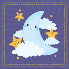 Poster - baby moon and clouds