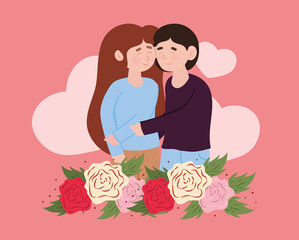 Sticker - portrait cute couple