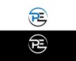 Creative Initial PE Letter Logo Icon Design Concept Vector Template. 