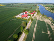Modern building of farm on Zulawy Wislane, Poland.