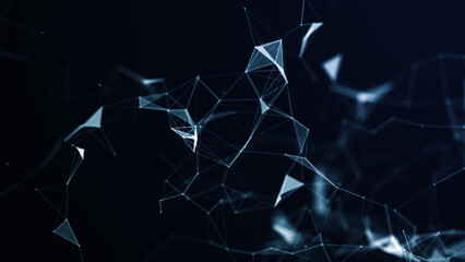 Wall Mural - network background triangles with dots and lines. artificial intelligence. big data technology .3d r