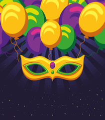 Canvas Print - mardi gras mask and balloons