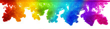 Colorful Rainbow Ink Paint Water Explosion Panorama Isolated White Background