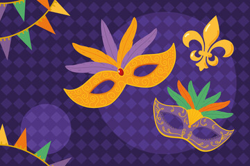 Poster - mardi gras decorative masks