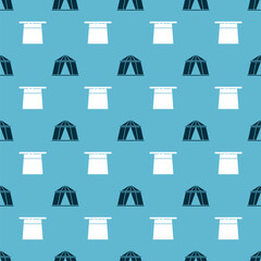 Poster - Set Circus tent and Magician hat on seamless pattern. Vector