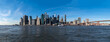Sunny New York City Manhattan Downtown Cityscape with the  Brooklyn Bridge and the Hudson River, us