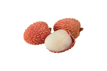 Wall Mural - Lychee fruits closeup isolated on white
