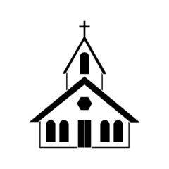 Wall Mural - Black church silhouette in modern style on white background. Vector illustration. stock image. 