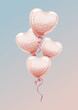 Romantyczne walentynkowe lub ślubne tło z balonikami w kształcie serca i z efektem bokeh. Ilustracja na banery, tapety, ulotki, vouchery upominkowe, kartki z życzeniami, plakaty.