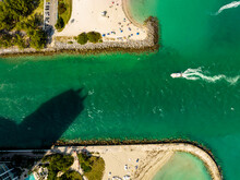 Aerial Drone Shot Haulover Beach Miami Inlet